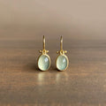 Chic Vintage Earrings with Radiant Green Moonstone - Elina Design