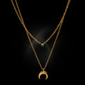 Elegant Green Diamond Double Crescent Necklace - Selina Collection
