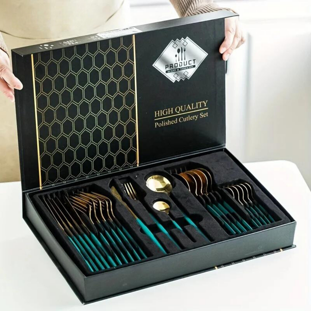 Golden Cutlery Set Luxury - 24-Piece For Stylish Dining Experience