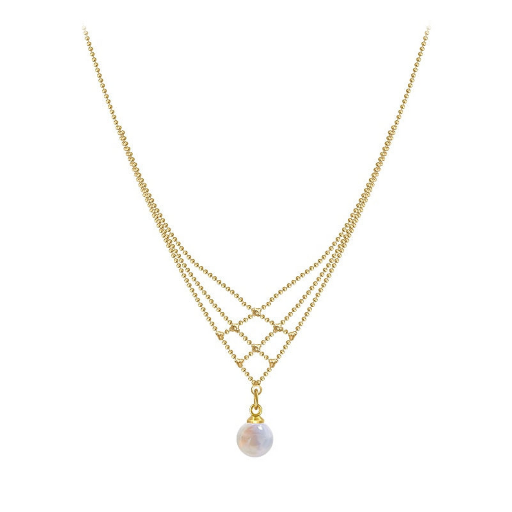 PearlGlow Necklace - Elegant Woven Jewelry