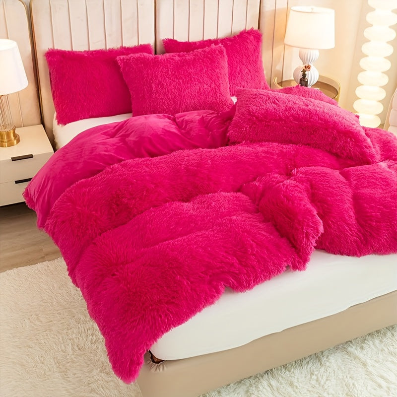 Ultra-Soft Plush Duvet Cover Set with Zipper - Luxury & Comfort