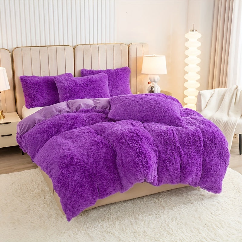 Ultra-Soft Plush Duvet Cover Set with Zipper - Luxury & Comfort