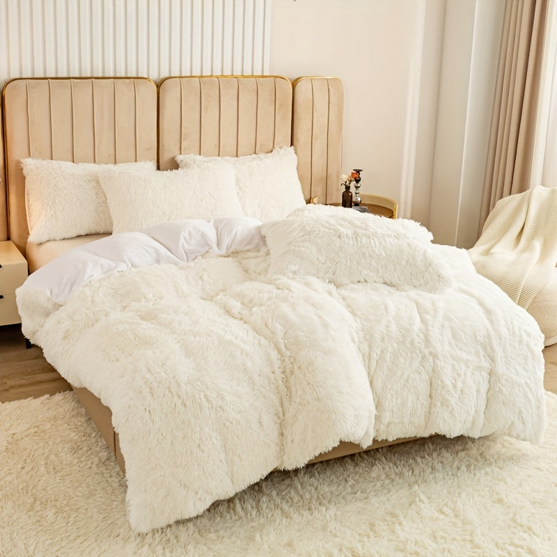 Ultra-Soft Plush Duvet Cover Set with Zipper - Luxury & Comfort