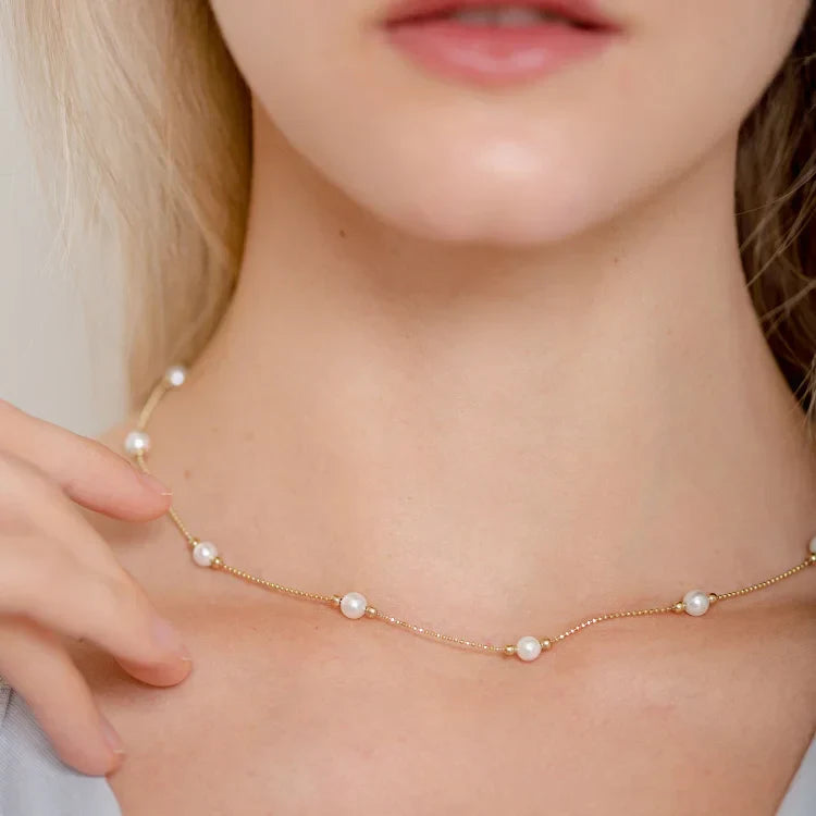 Serena Timeless Golden Pearl Necklace for an Elegant Statement