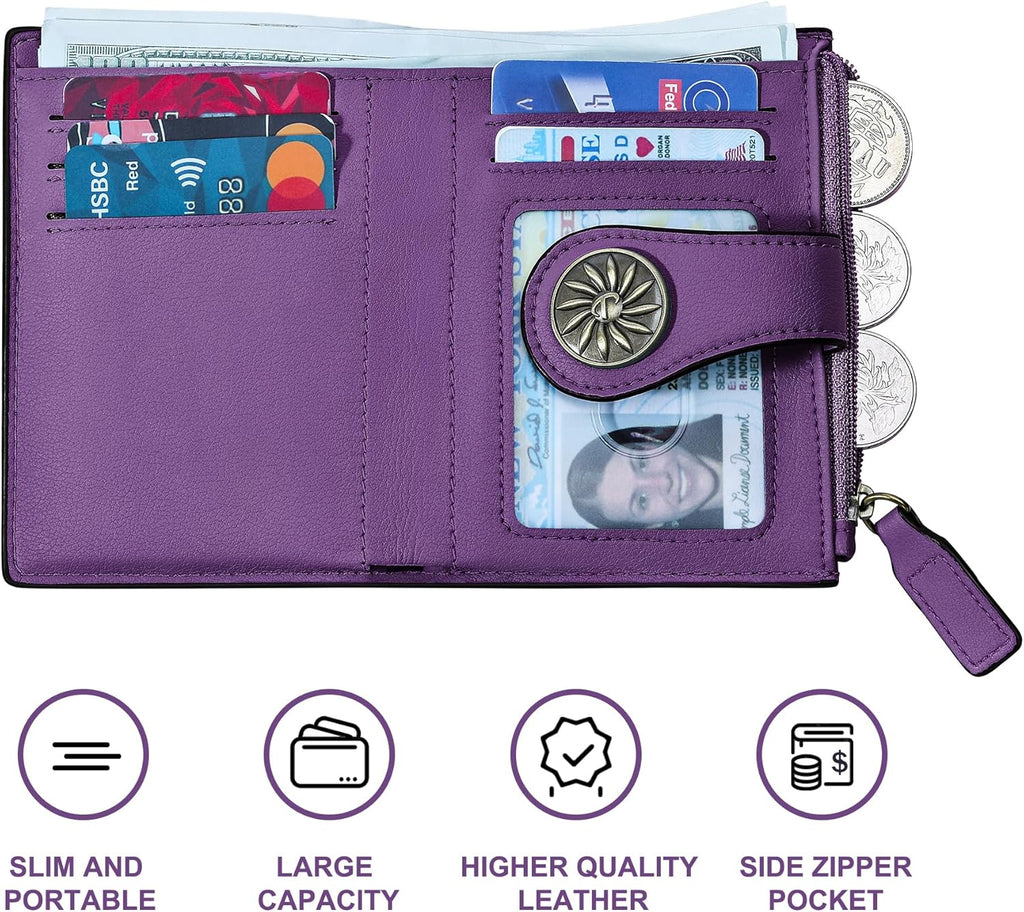 ClaireSlim – Elegant RFID Ladies' Wallet with Zipper