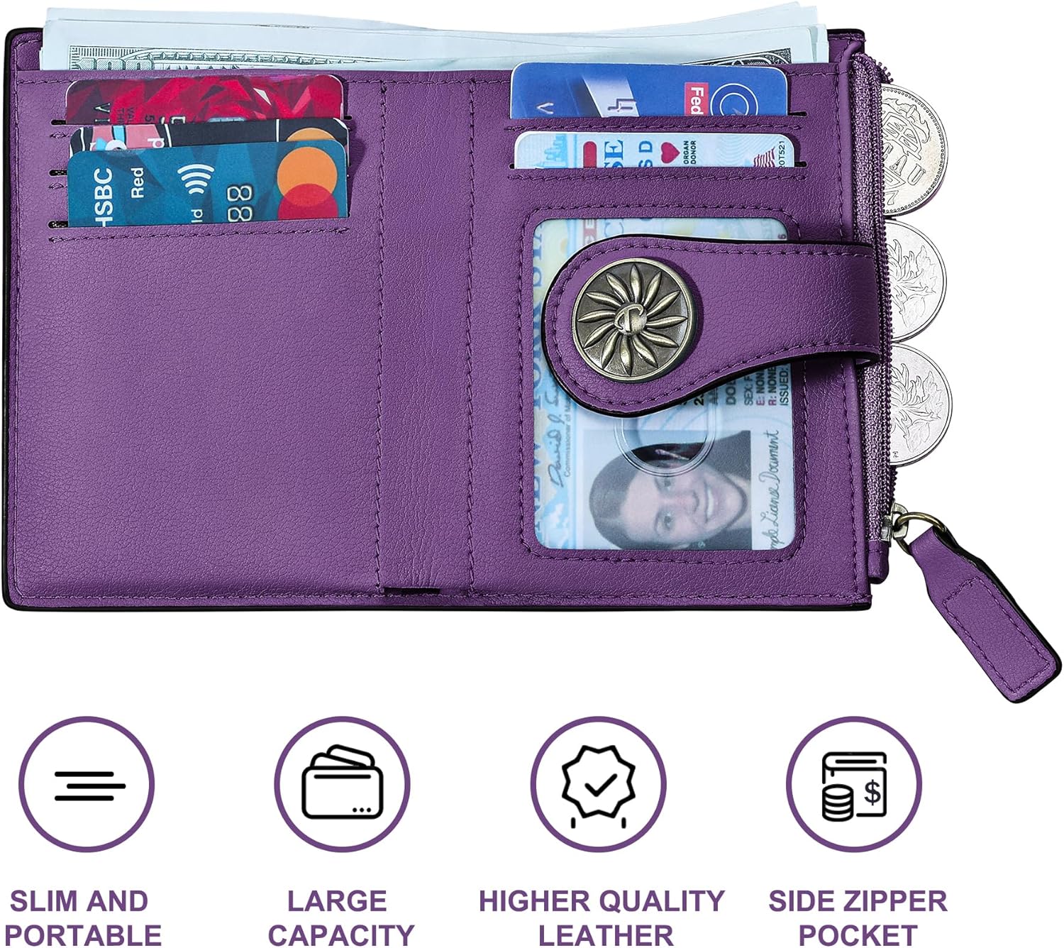 ClaireSlim – Elegant RFID Ladies' Wallet with Zipper