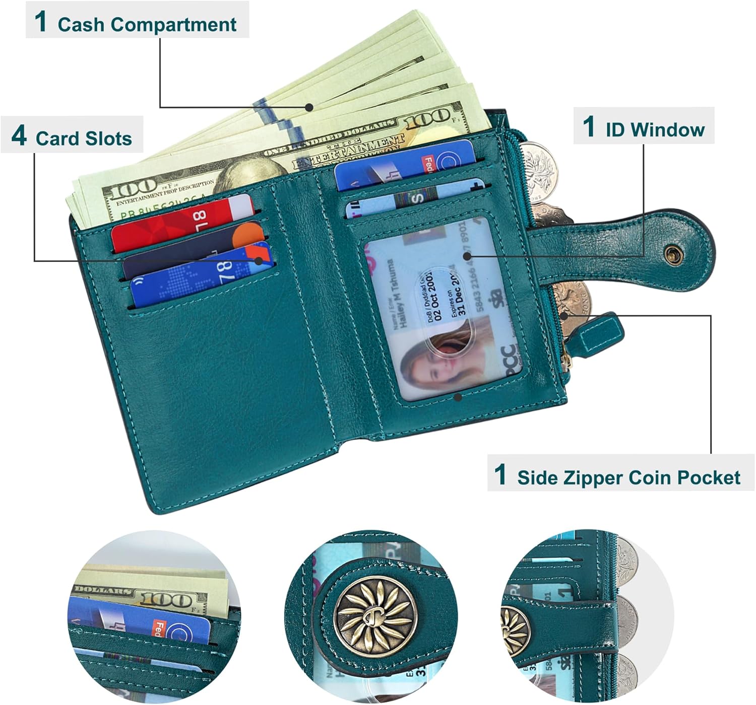 ClaireSlim – Elegant RFID Ladies' Wallet with Zipper