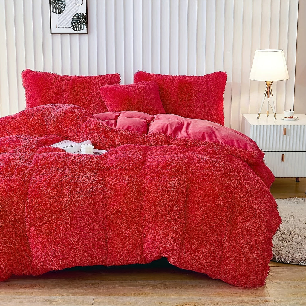 Ultra-Soft Plush Duvet Cover Set with Zipper - Luxury & Comfort