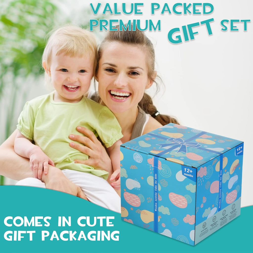 Stylish 8-in-1 Montessori Activity Cube - Educational Fun for Babies