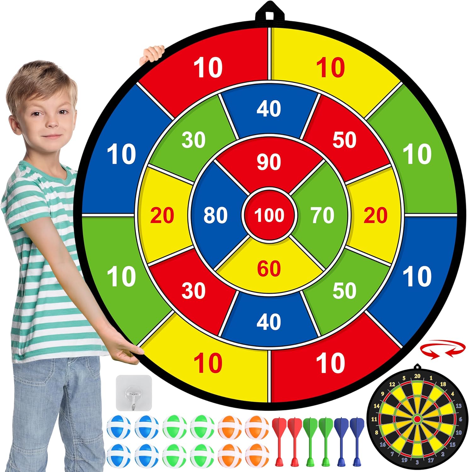 PlayTarget - Large Kids Dartboard with Sticky Darts