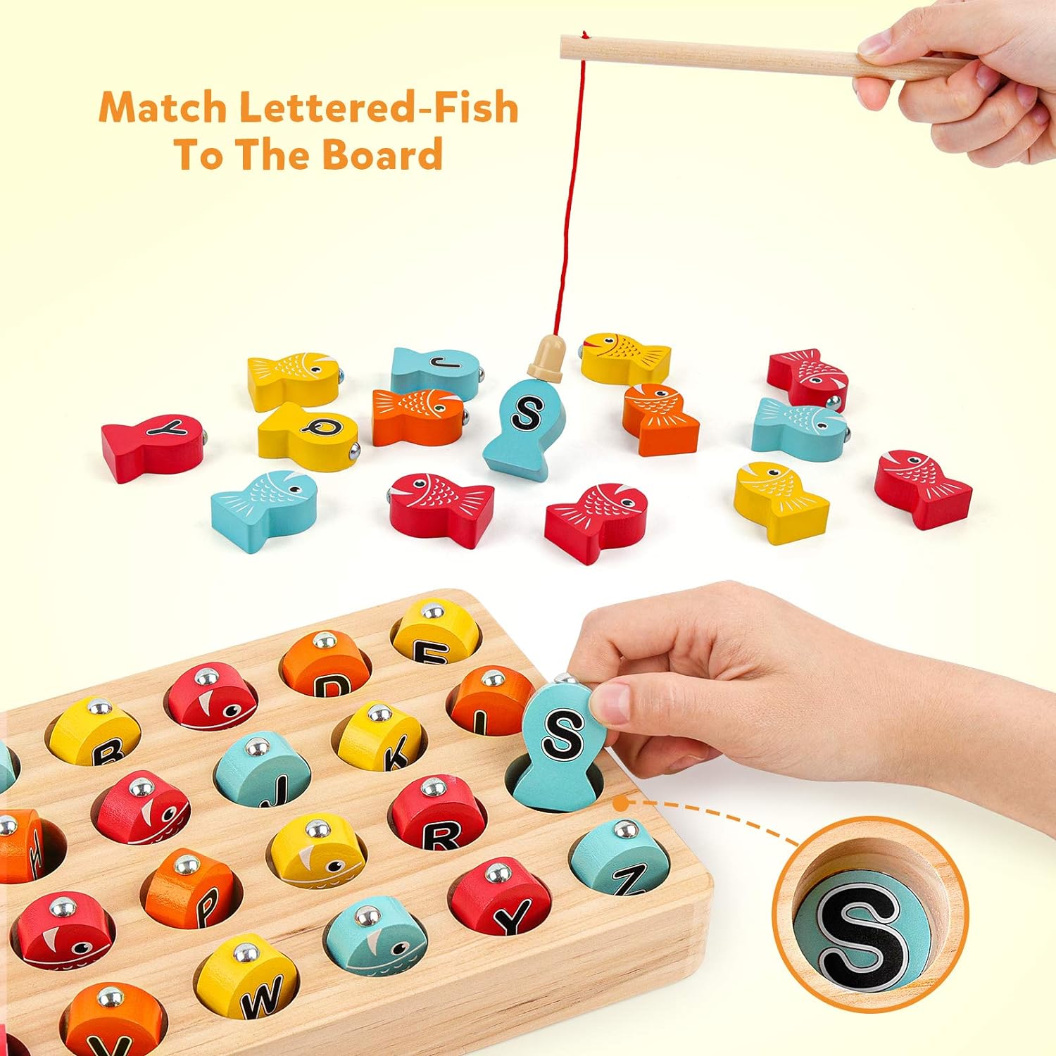 Enchanting Wooden Magnetic Fishing Game - Educational Fun for Toddlers