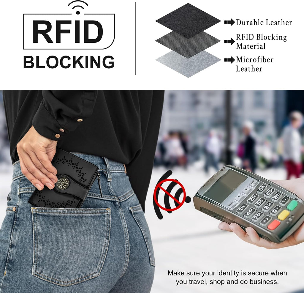 ClaireSlim – Elegant RFID Ladies' Wallet with Zipper