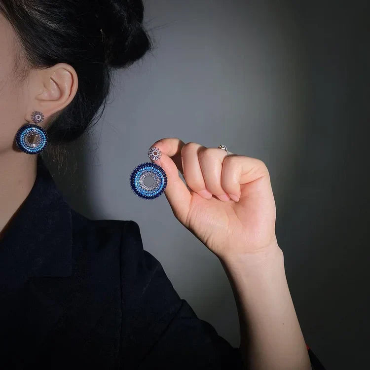 Elegant Silver Evil Eye Earrings - Layla Collection