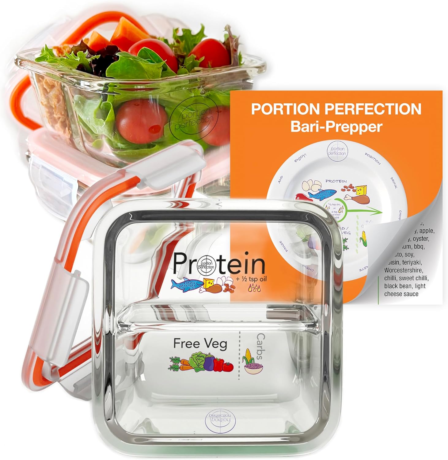 PortionMaster - Set of 3 Glass Containers for Bariatric Patients