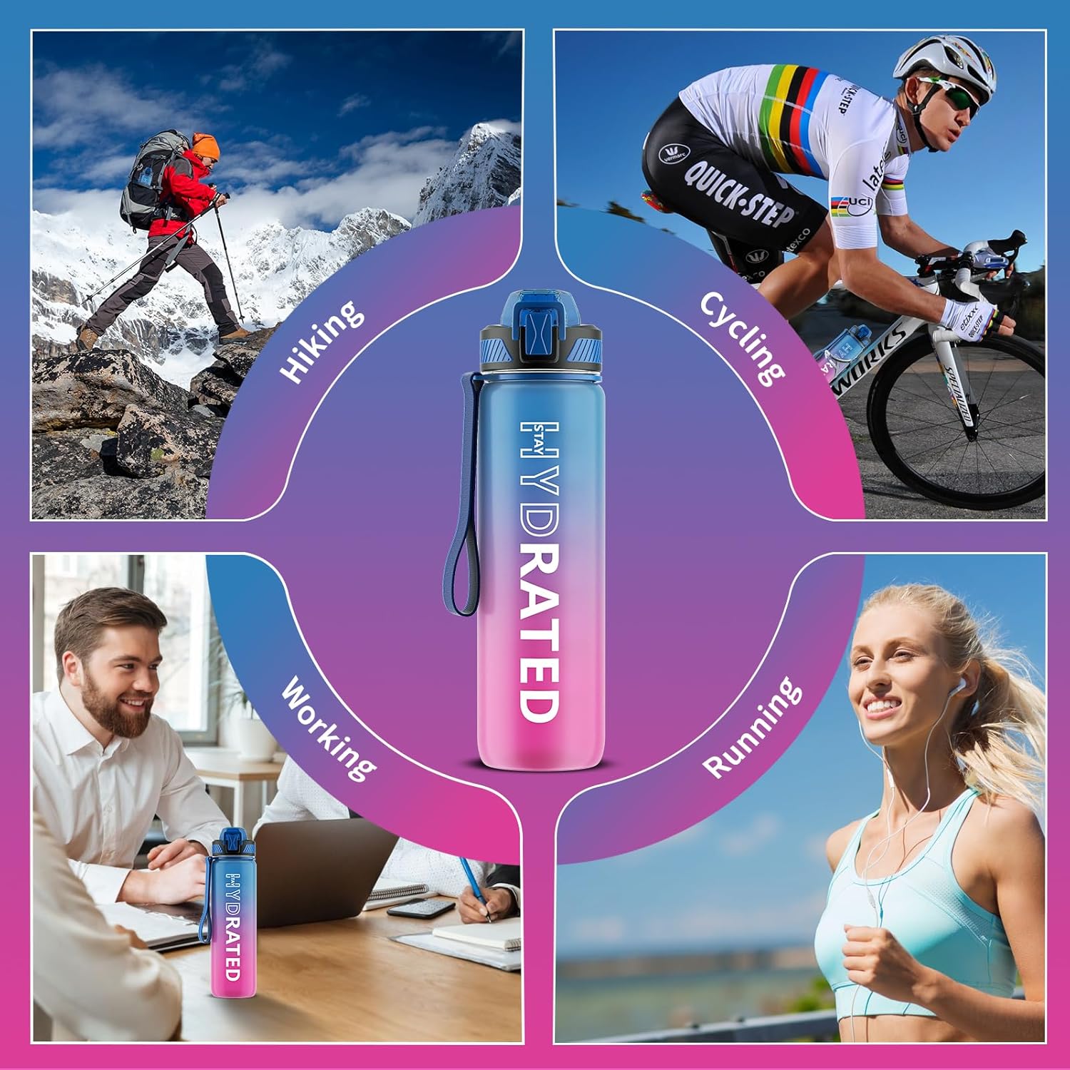 HydraFlow – Motivational Sports Water Bottle with Straw