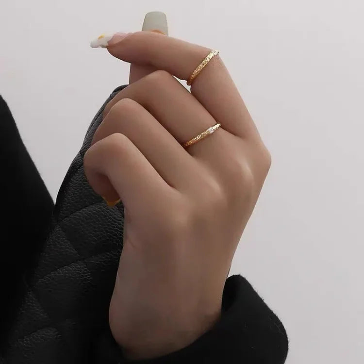 Sparkling Gilded Sterling Silver Ring with Zirconia - Aurora Elegance