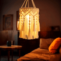 BohoTwist Pendant - Hand-Woven Lampshade with Tassels