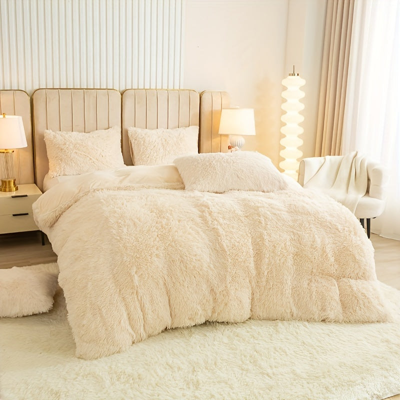 Ultra-Soft Plush Duvet Cover Set with Zipper - Luxury & Comfort