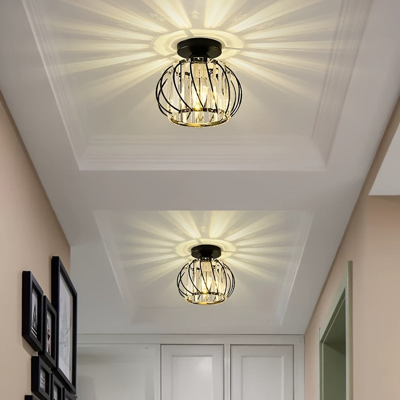 CrystalGlow - Luxury Crystal Hallway Lamp, Black Gold