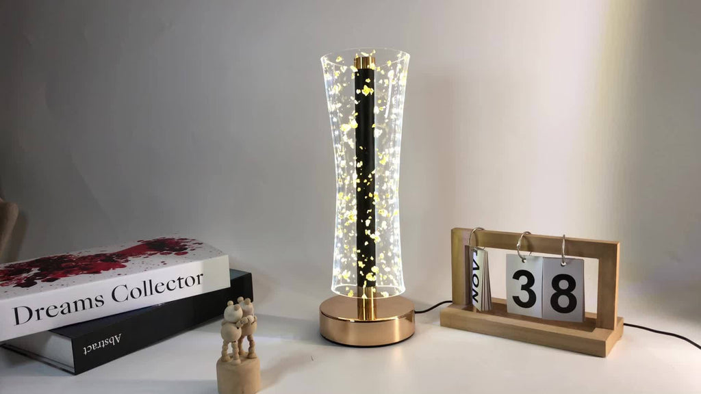 RadiantGlow Lamp - Luxury Acrylic Table Lamp with Gold Accents
