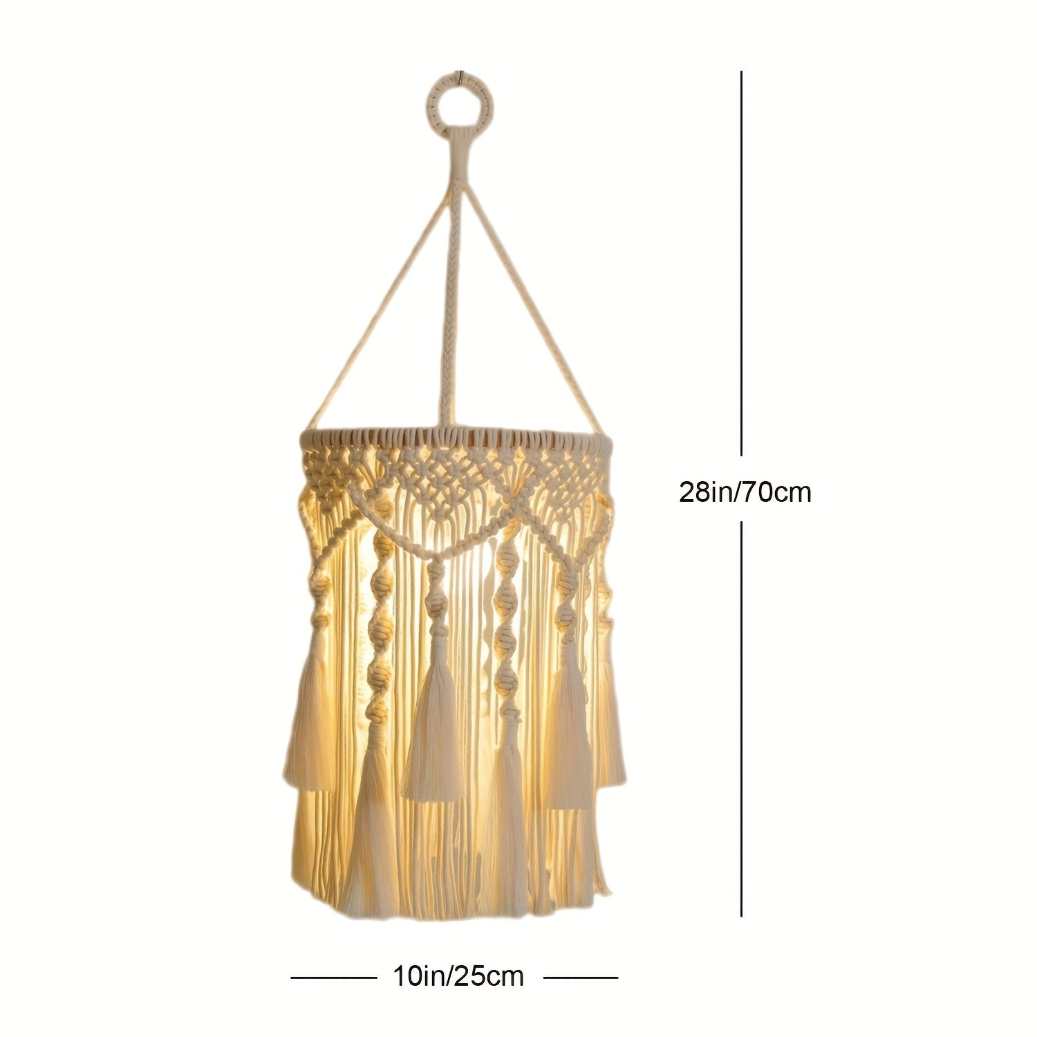 BohoTwist Pendant - Hand-Woven Lampshade with Tassels