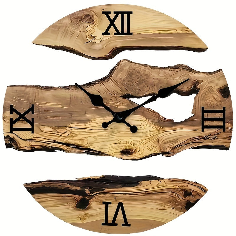 RustiqueClock - Natural Acrylic Wall Clock with Wood Look