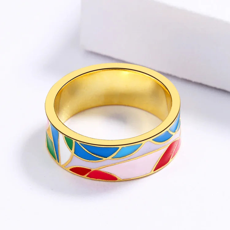 Elegant Enamel Zirconia Ring - Nadia