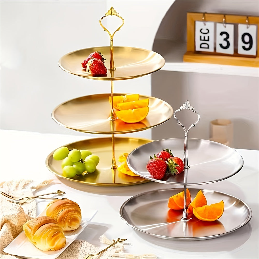 SteelTower - Elegant Triple Serving Dish for Parties