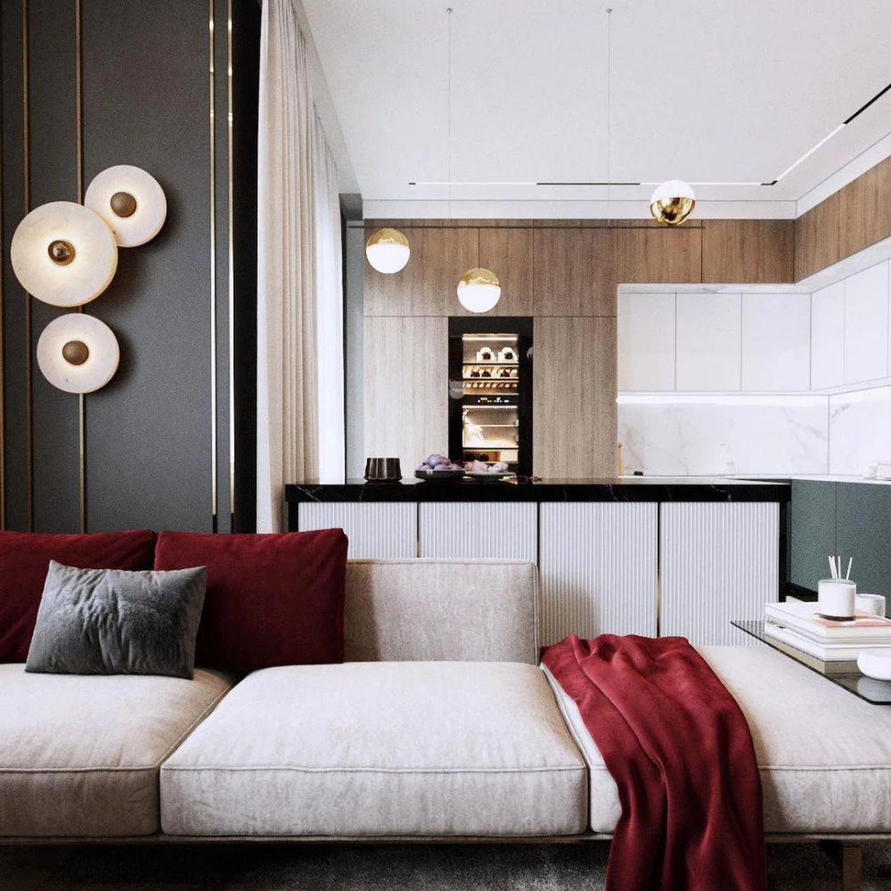 Aurora d'Or - Round Alabaster/Aluminum Wall Lamp