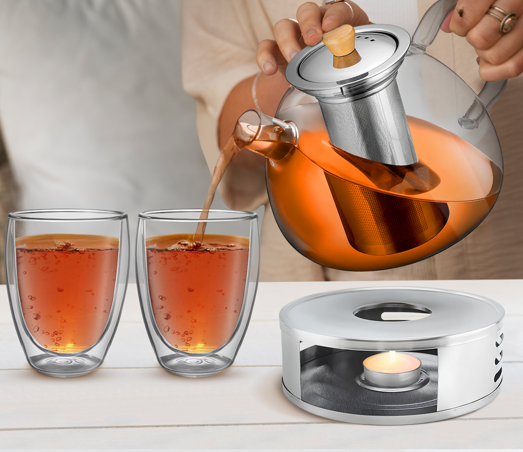TeaFusion - Stylish Teapot with Infuser and Warmer Support