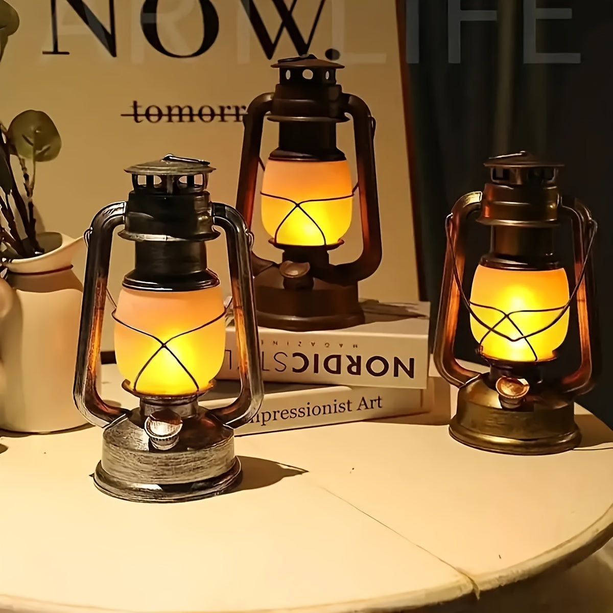 RetroGlow Lantern – Vintage LED Lantern with Flame Effect