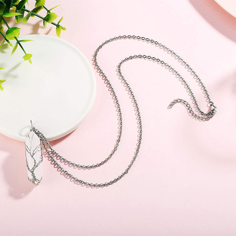 Elegant Tree of Life Gemstone Necklace with Radiant Crystals - Elara