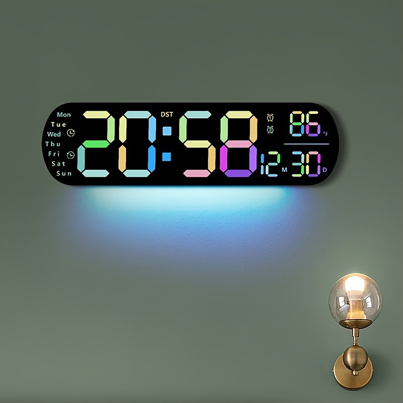LumoView Clock - Smart LED Wall Clock with Date & Temp