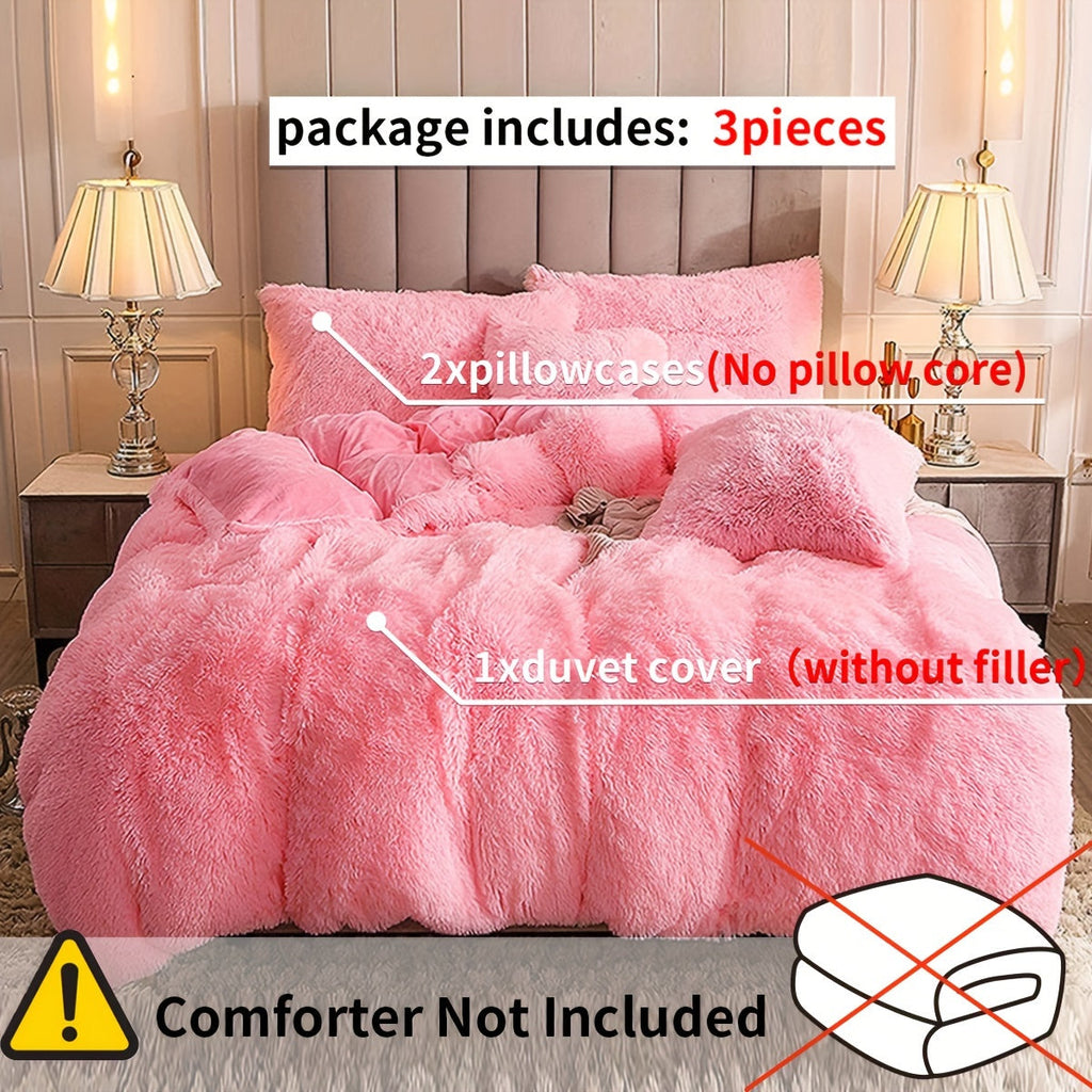 Ultra-Soft Plush Duvet Cover Set with Zipper - Luxury & Comfort