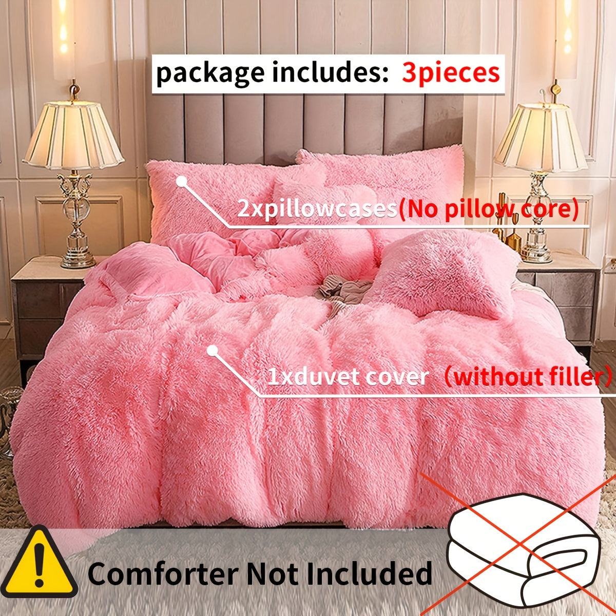 Ultra-Soft Plush Duvet Cover Set with Zipper - Luxury & Comfort