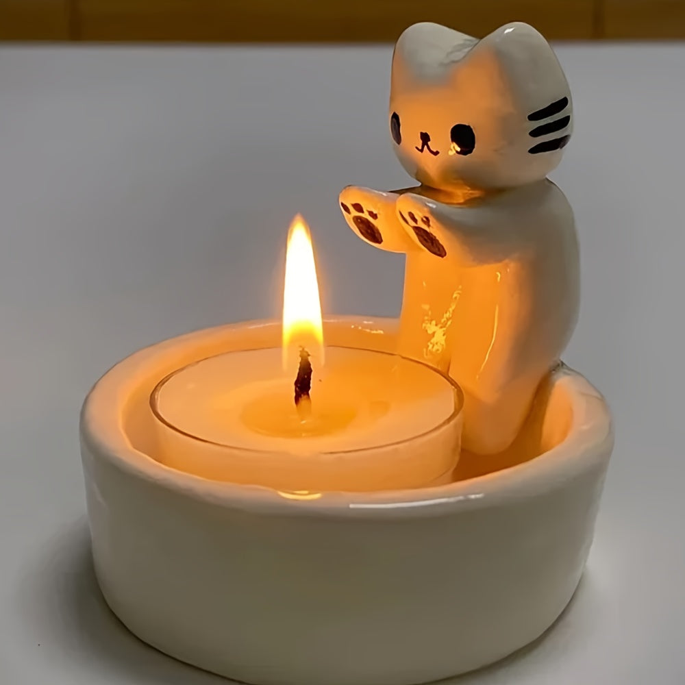 CharmingCat - Playful Resin Candle Tray for Organization