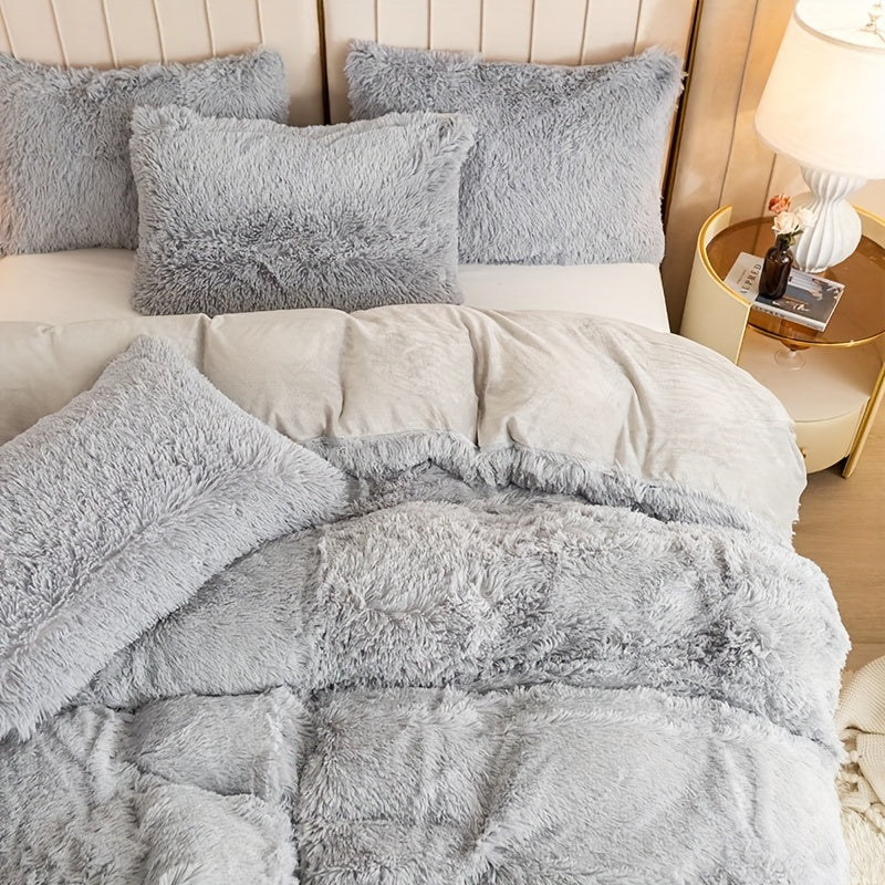 Ultra-Soft Plush Duvet Cover Set with Zipper - Luxury & Comfort