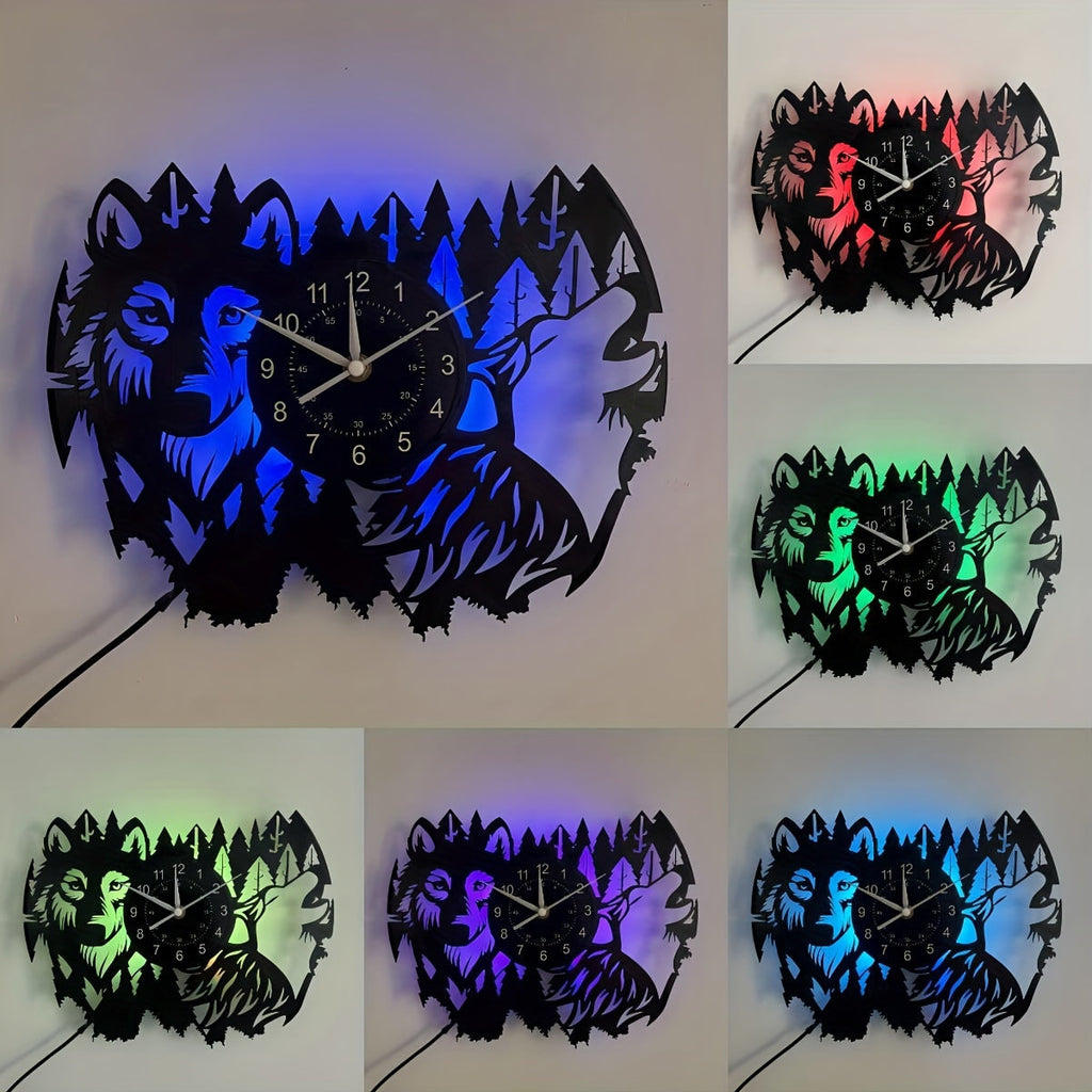 HuskyVinyl Clock – Rustic Wall Clock with Husky Design