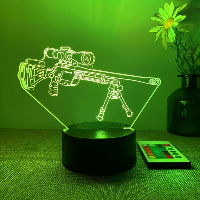 LumiGlow - 3D LED Night Light Black Pistol 16 Colors
