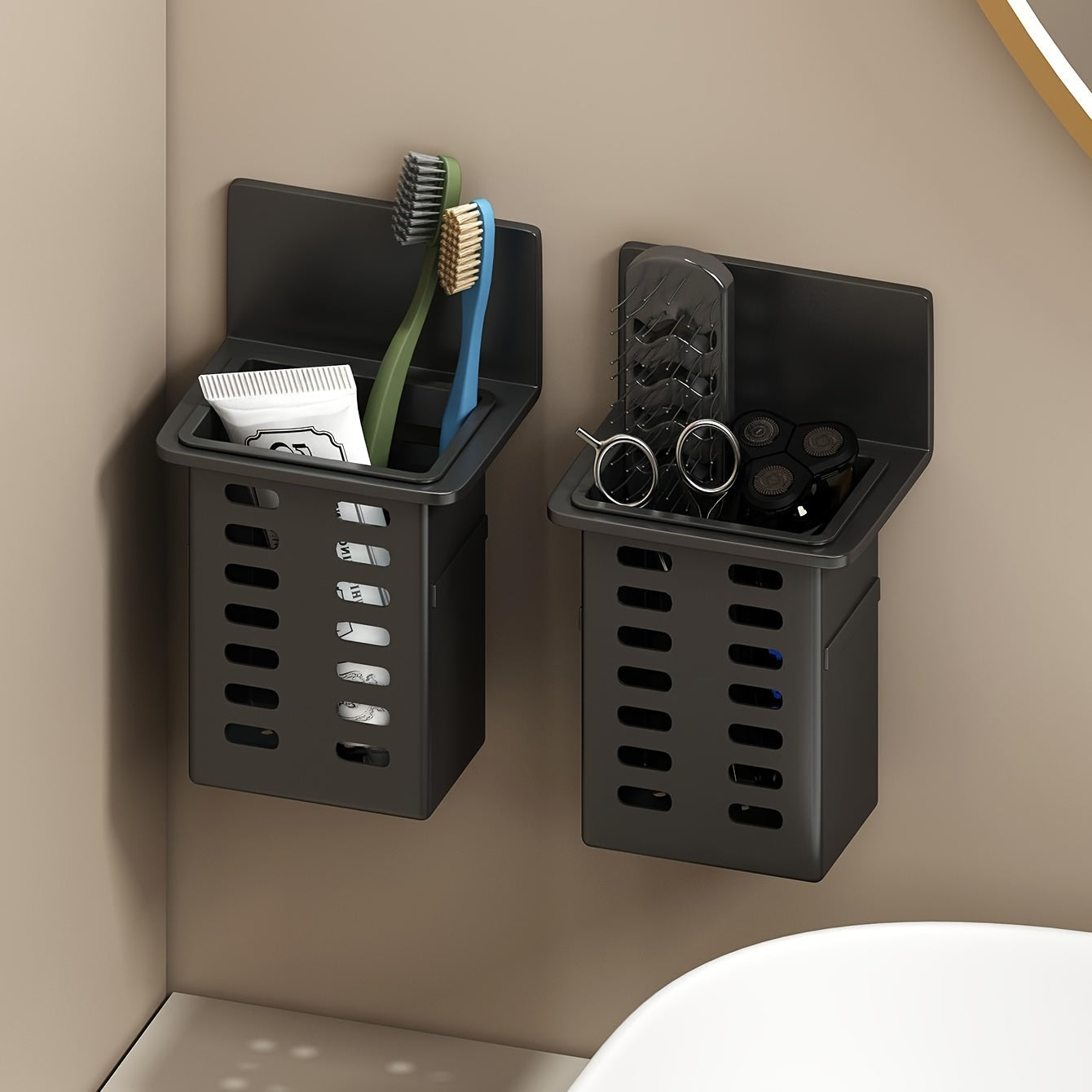 ChicStore - Black Wireless Wall Storage for Cosmetics