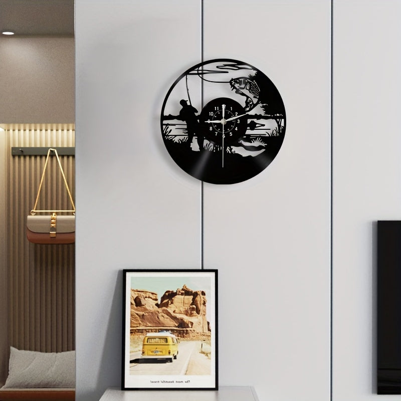 VinylCatch Clock - Retro Fishing Wall Decor
