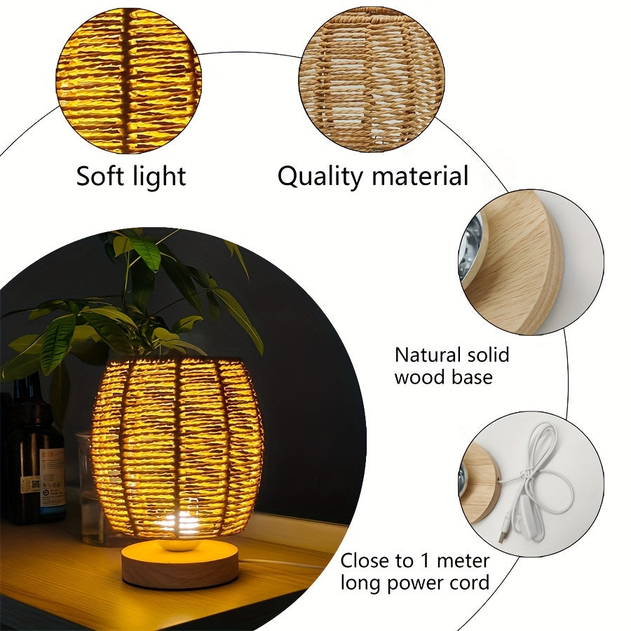 EcoLoom - Artisan Wooden Table Lamp with LED Lighting