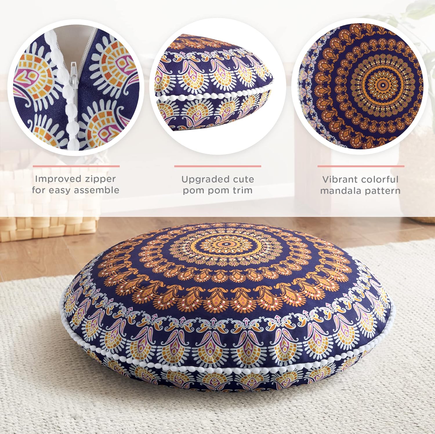 Mandala Cushion - Bohemian Meditation Floor Pillow