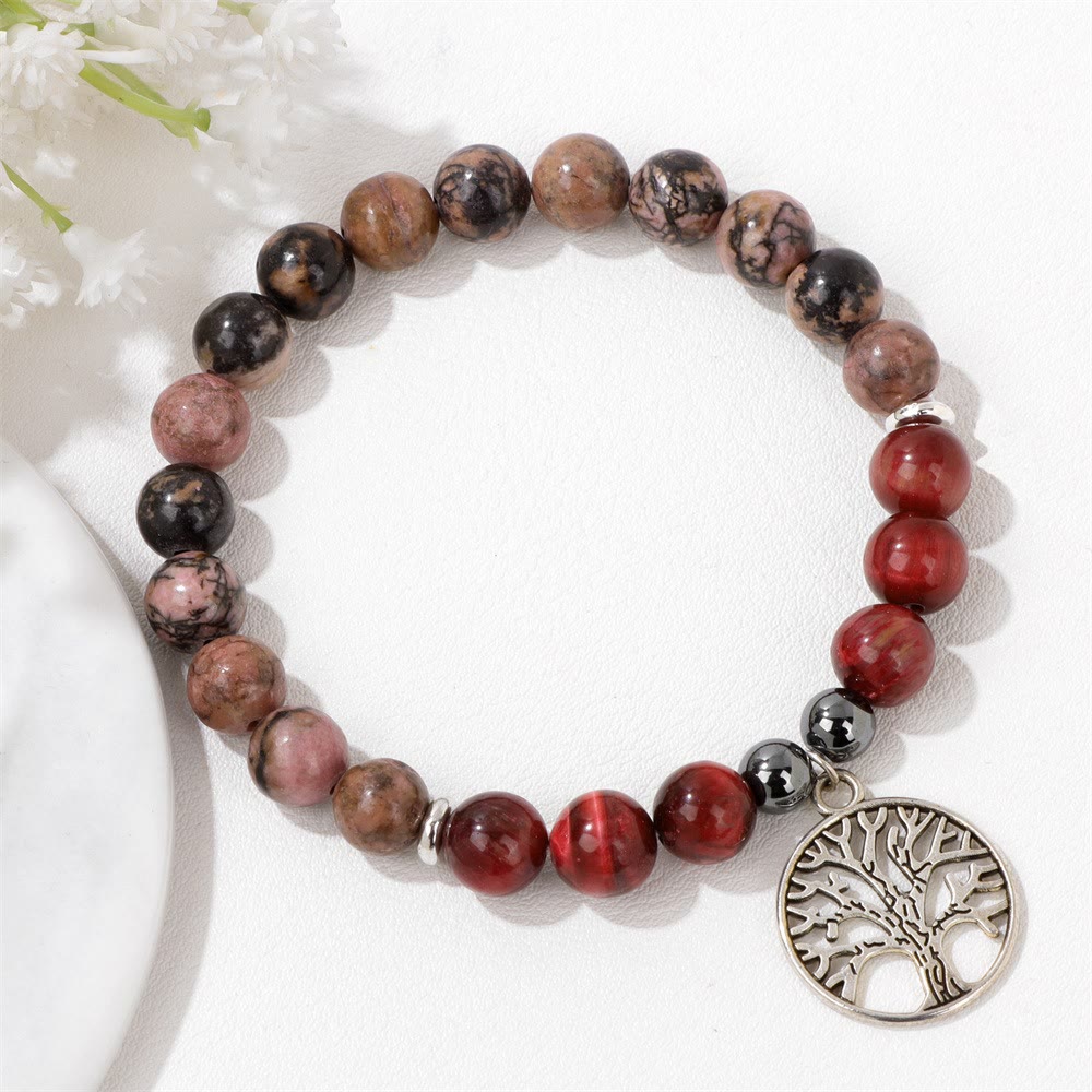 Elegant Mila Bracelet with Natural Crystals and Tree of Life Design