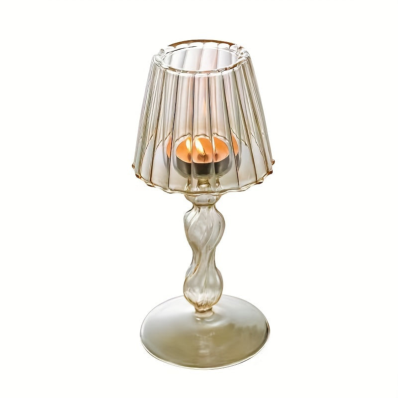 CrystalGlow – Luxury Glass Table Lamp & Candle Holder
