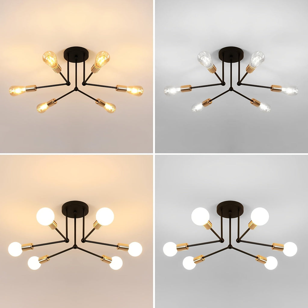 RetroGlow - Industrial 6-Light Ceiling Fixture