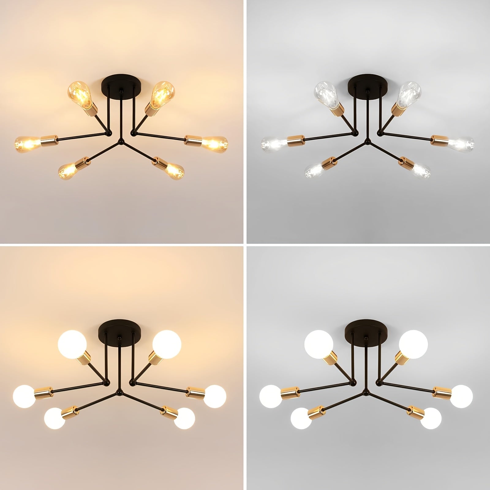 RetroGlow - Industrial 6-Light Ceiling Fixture
