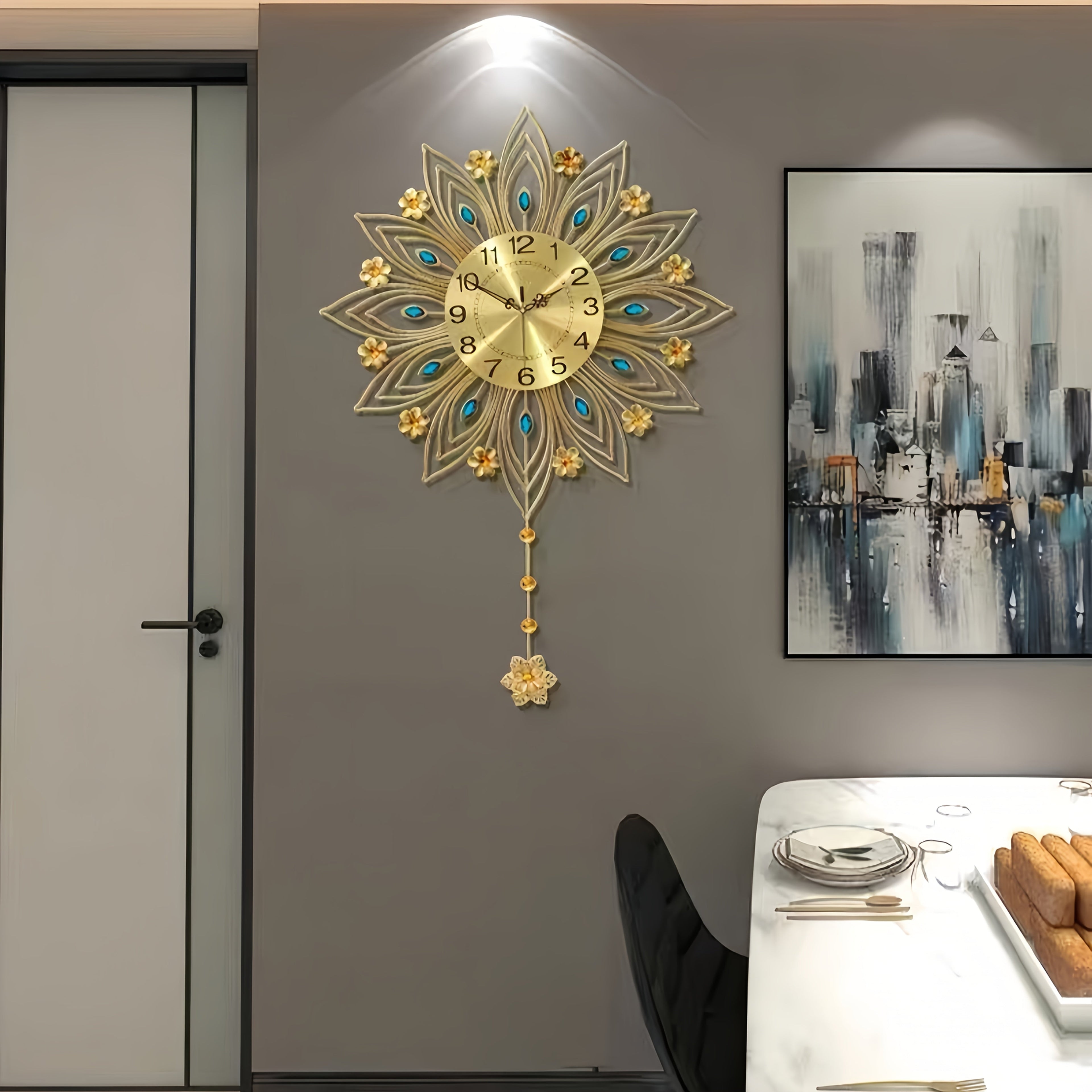 GoldenBloom Clock - Luxury Silent Floral Wall Clock