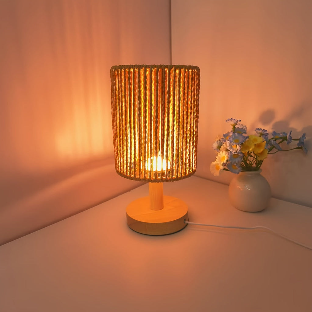 BarrelGlow Lamp - Wooden Design with Stripes