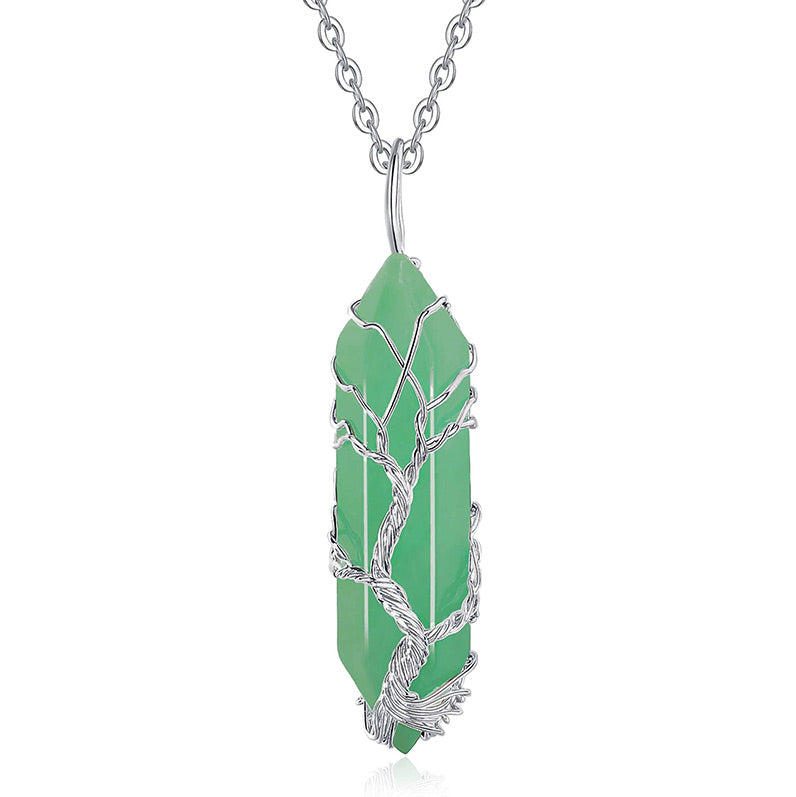 Elegant Tree of Life Gemstone Necklace with Radiant Crystals - Elara